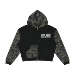 Unisex Colorblock Camo Full Zip Boxy Hoodie