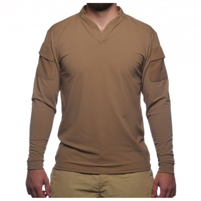 VELOCITY SYSTEMS Boss Rugby Shirt Long Sleeve Coyote Brown Med - Image 2