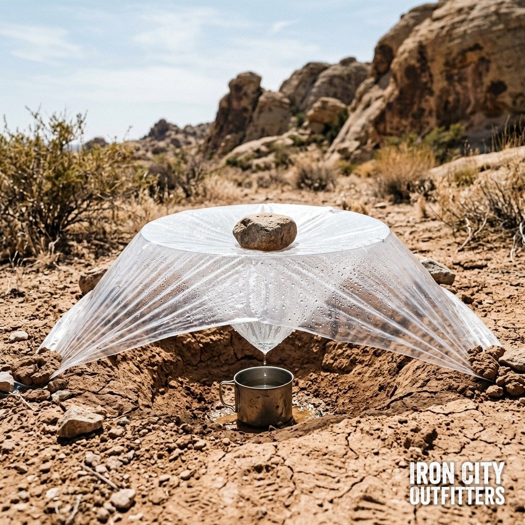 The Solar Still: Pulling Drinkable Water From Bone-Dry Ground With Plastic and Sunlight